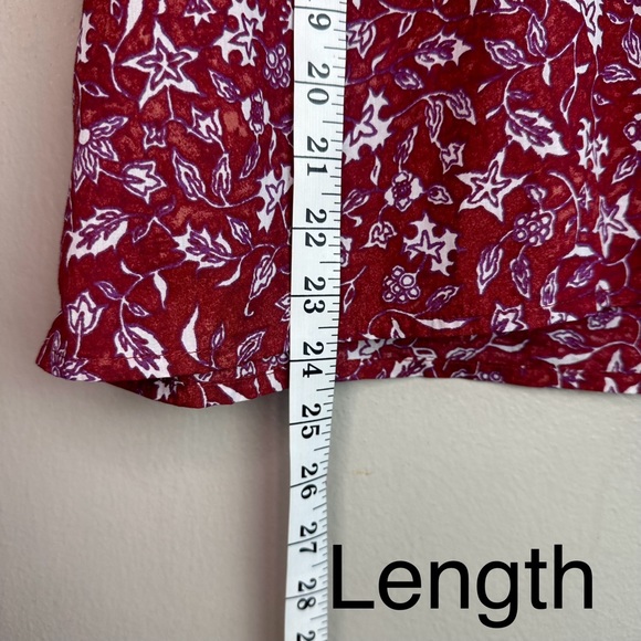 Madewell V-Neck Puff Sleeve Top in Batik Vine Weathered Brick Sz Sm - Picture 6 of 9